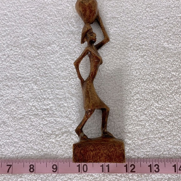 Vintage Brown Wooden Sculpture African Folk Art - Picture 3 of 13